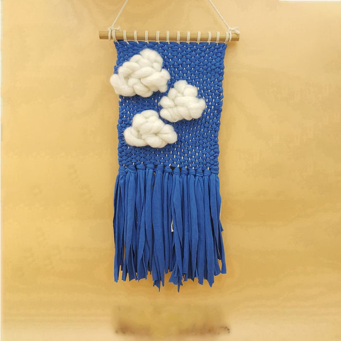 FREE SHIPPING tapestry Children's Room Decoration hanging with cloud Hanging Wall Hanging MACRAME HANDWORK recycled T-shirt fabric yarn