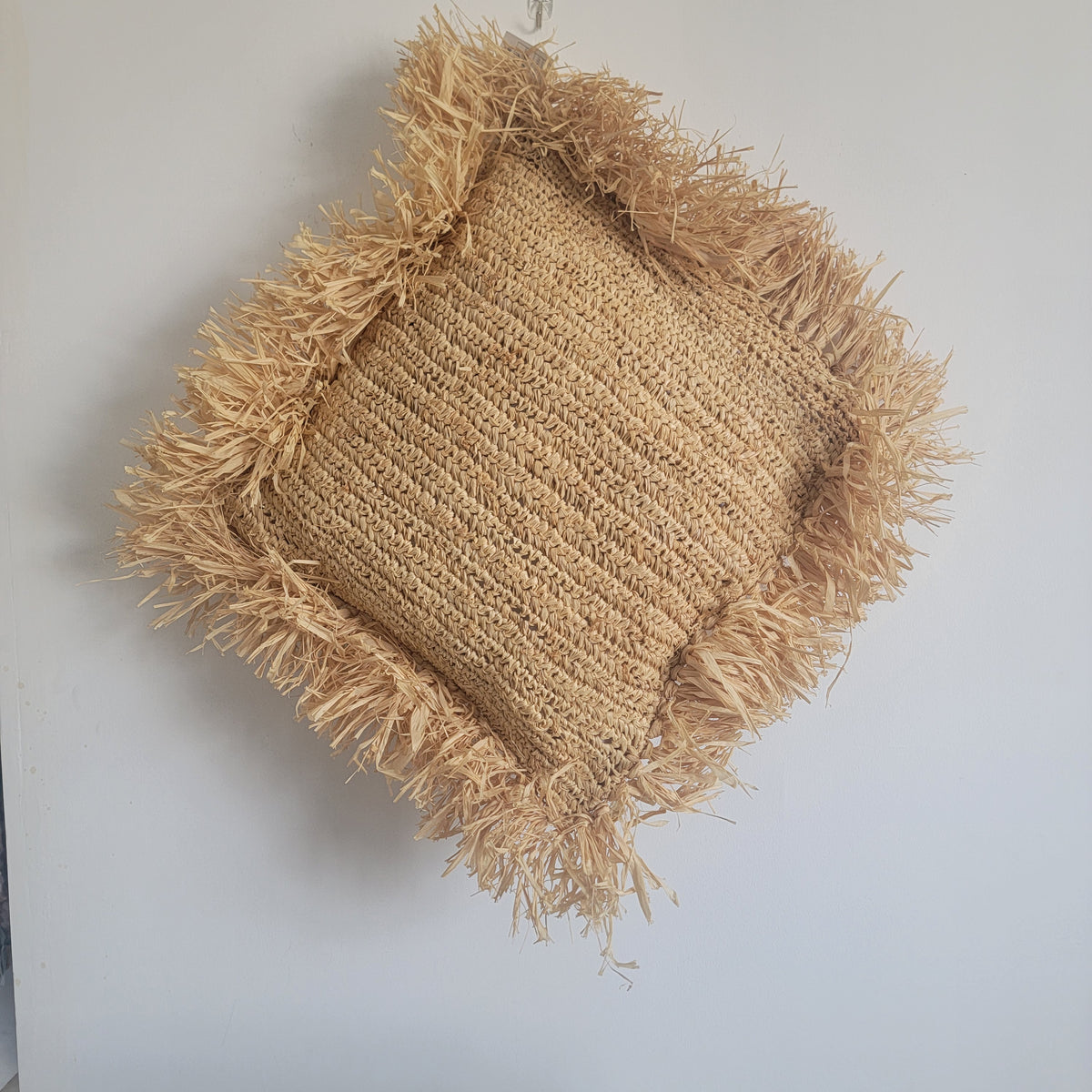 free shipping raffia pillow cushion, Natural Fiber weaving Pillow with tassels, 65X65CM