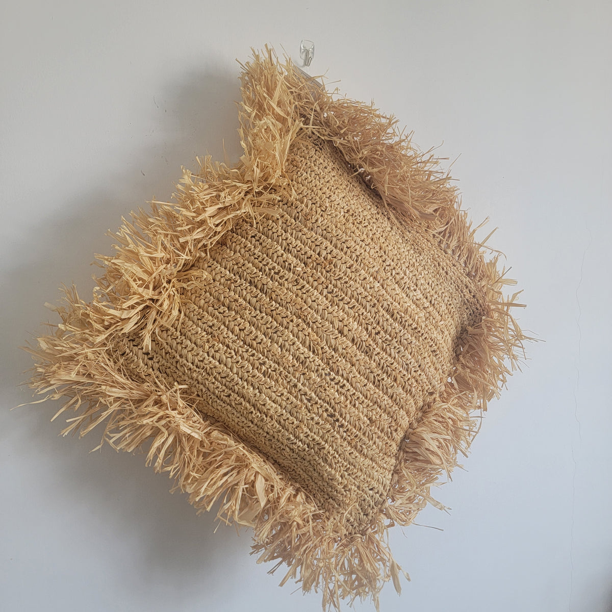 free shipping raffia pillow cushion, Natural Fiber weaving Pillow with tassels, 65X65CM