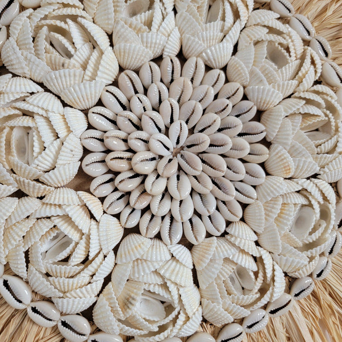 RAFFIA MIRROR-WALL DECORATION-natural fiber Decorative -natural fiber AND SHELLS