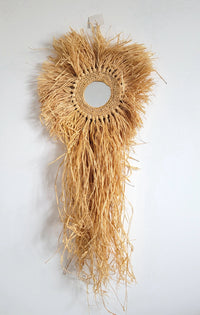 hand woven Straw tassel Mirror Bohemian Wall Decor for Home & Bohemian Wall Decor for Home & Hotel  Artistic Hanging Mirror