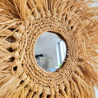 hand woven Straw tassel Mirror Bohemian Wall Decor for Home & Bohemian Wall Decor for Home & Hotel  Artistic Hanging Mirror