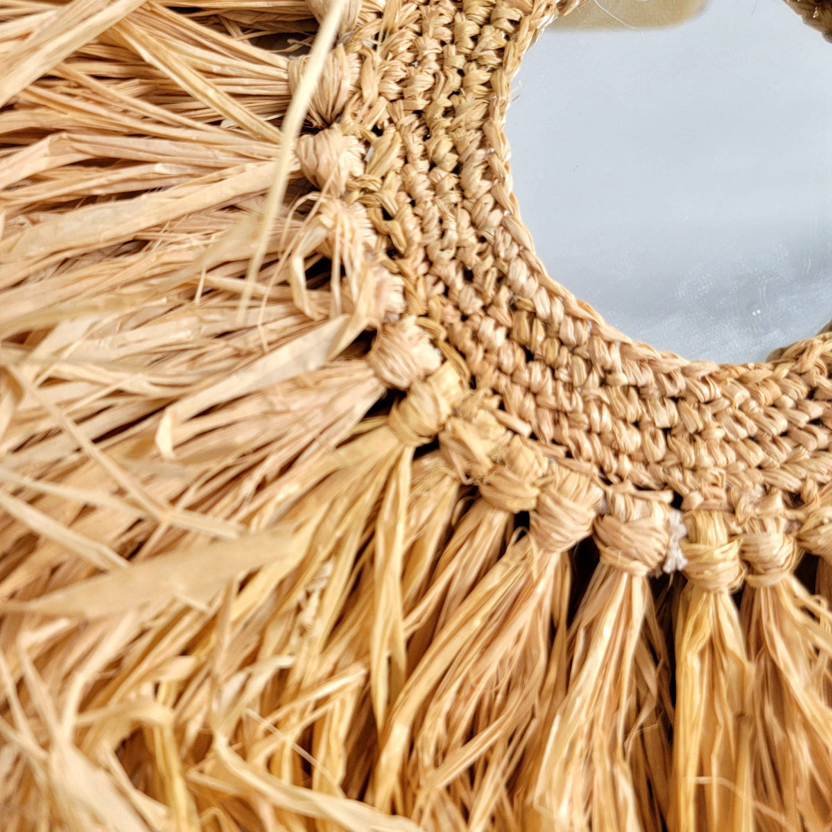 hand woven Straw tassel Mirror Bohemian Wall Decor for Home & Bohemian Wall Decor for Home & Hotel  Artistic Hanging Mirror