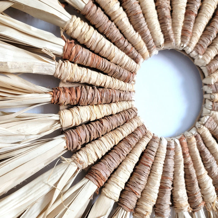 FREE SHIPPING NATURAL FIBER HANGER RAFFIA & PALM LEAF DRIED FLORIA LEAF D40CM WALL DECORATIONS HANDWORK