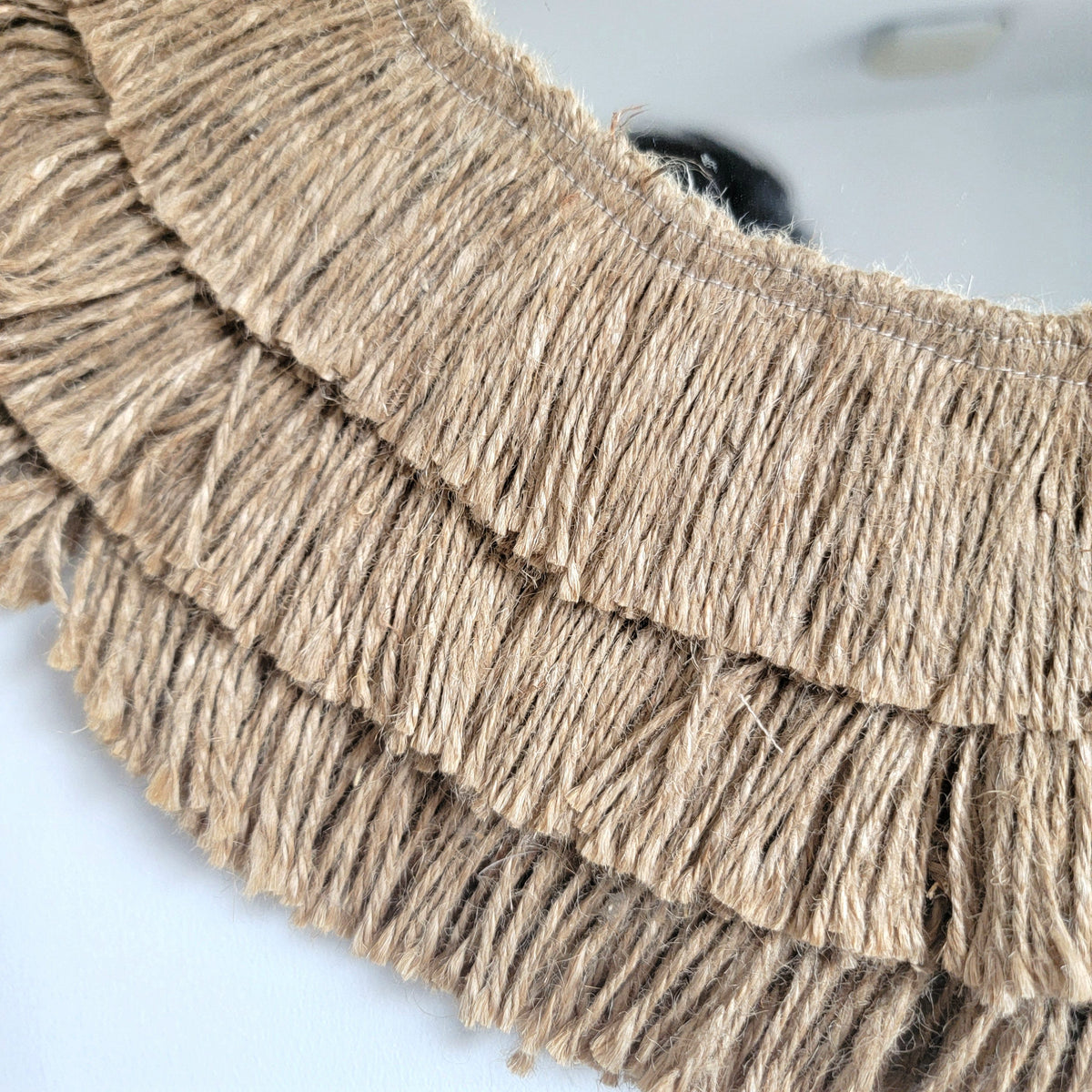 Bohemian Jute Fringe Wall Mirror - Layered Natural Fiber Boho Wall Decor
