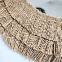 Bohemian Jute Fringe Wall Mirror - Layered Natural Fiber Boho Wall Decor
