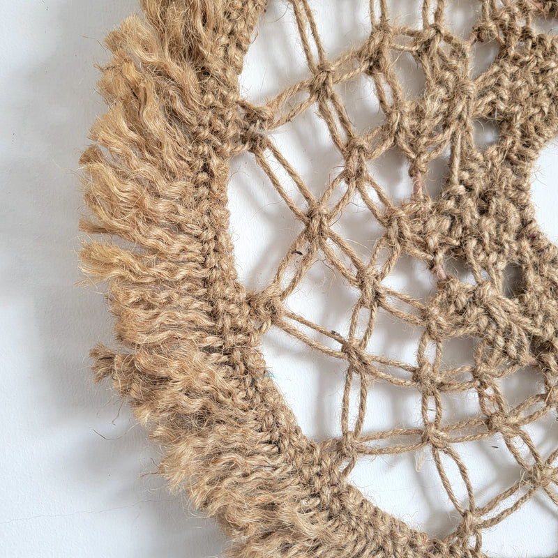 HOME DECOR-HEMP ROPE HANGER-WEAVING HANGER-ROUND SHAPE-D44CM-BOHO STYLE