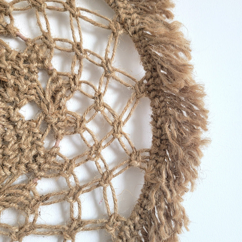 HOME DECOR-HEMP ROPE HANGER-WEAVING HANGER-ROUND SHAPE-D44CM-BOHO STYLE