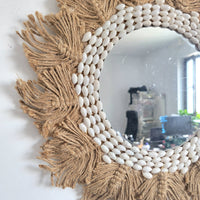 Handmade Macrame Mirror Bohemian Space Unique Wall Hanging Hemp rope with shells by handwork decorative mirror