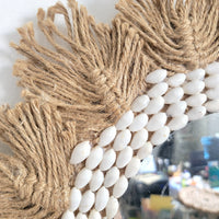 Handmade Macrame Mirror Bohemian Space Unique Wall Hanging Hemp rope with shells by handwork decorative mirror