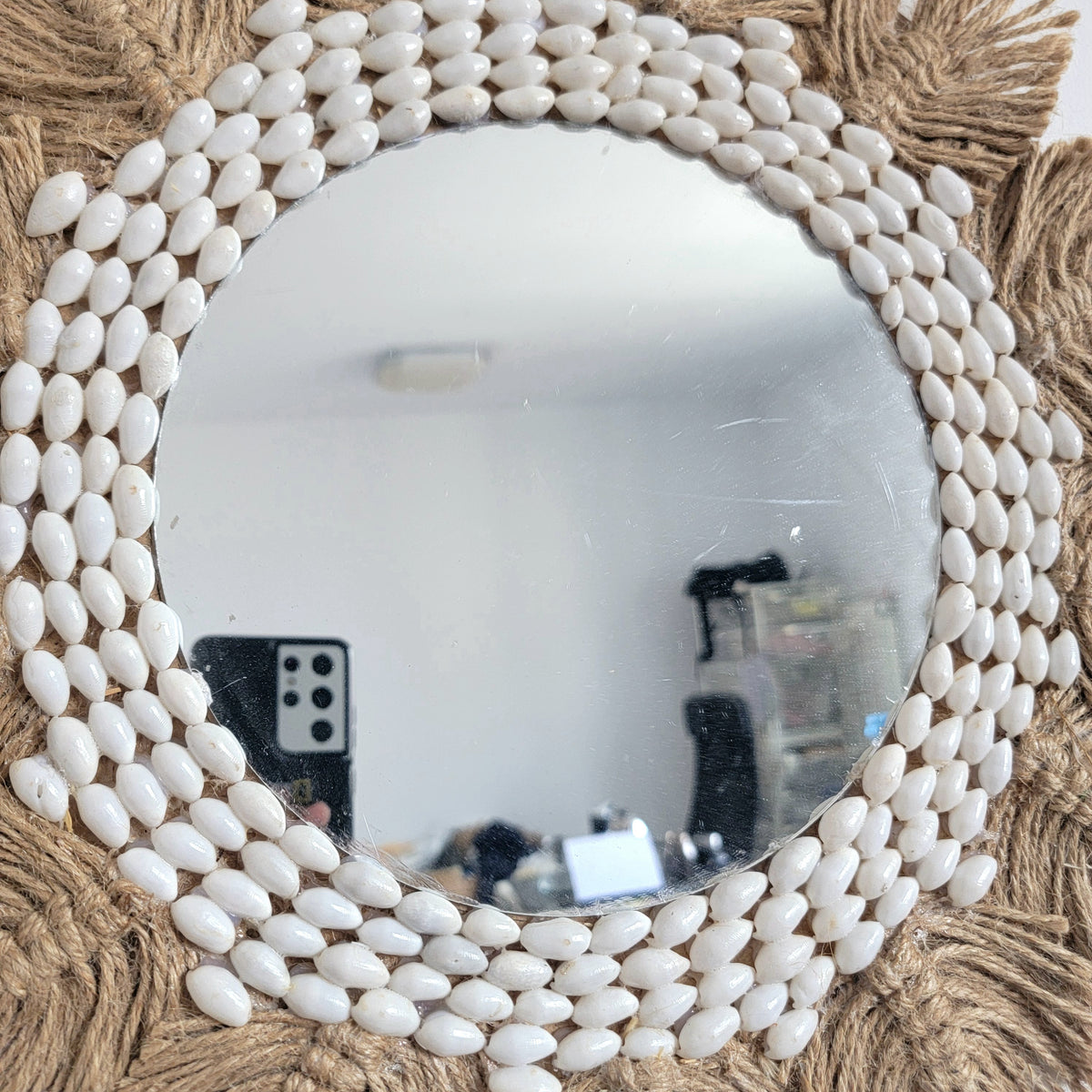 Handmade Macrame Mirror Bohemian Space Unique Wall Hanging Hemp rope with shells by handwork decorative mirror
