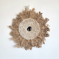HEMP ROPE WITH SHELLS-MACRAME LEAVES-MIRROR DECORATIVE-HOME DECOR BOHO STYLE
