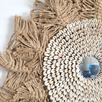 HEMP ROPE WITH SHELLS-MACRAME LEAVES-MIRROR DECORATIVE-HOME DECOR BOHO STYLE
