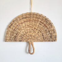 HOME DECOR-NATURAL FIBER -WALL DECORATIONS  water hyacinth grass Handwoven Rattan Fan Wall Decor: Bring Nature-Inspired Charm Home