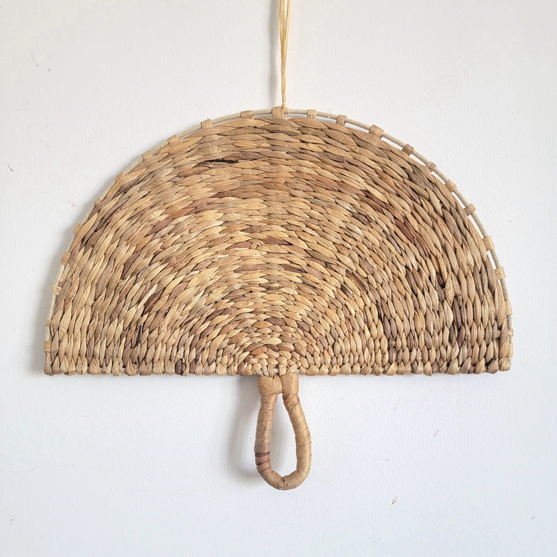 HOME DECOR-NATURAL FIBER -WALL DECORATIONS  water hyacinth grass Handwoven Rattan Fan Wall Decor: Bring Nature-Inspired Charm Home