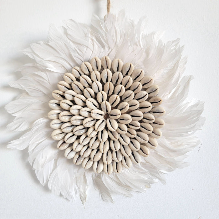 shell decoration-shells-JUJU HAT-SHELLS WITH FEATHER JUJU HAT