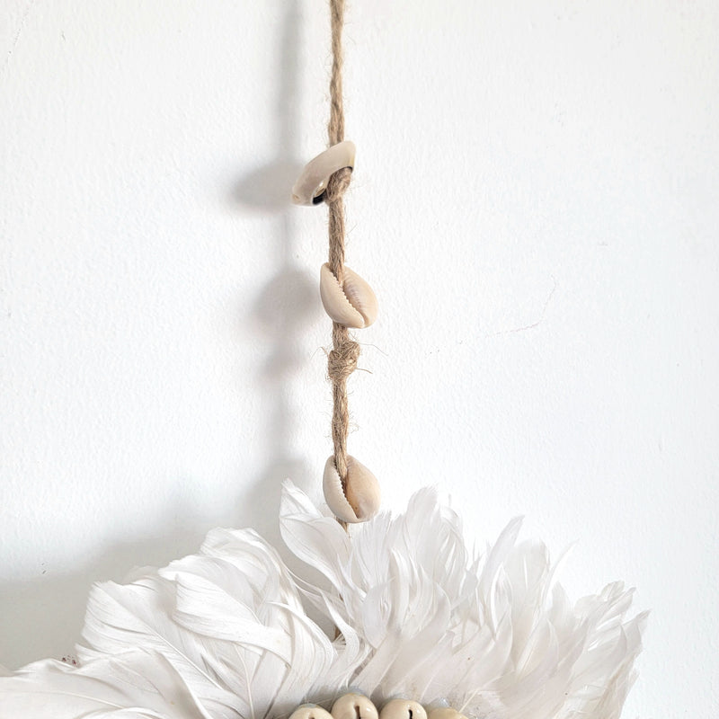 shell decoration-shells-JUJU HAT-SHELLS WITH FEATHER JUJU HAT