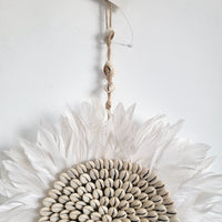 shell decoration-shells-JUJU HAT-SHELLS WITH FEATHER JUJU HAT