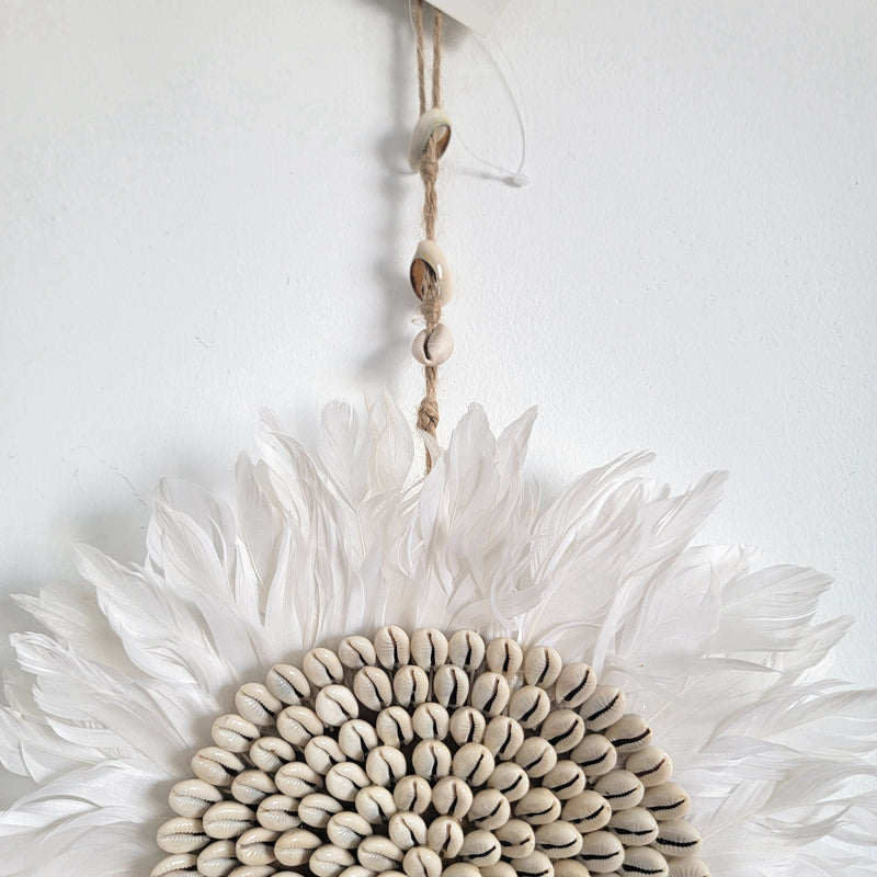 shell decoration-shells-JUJU HAT-SHELLS WITH FEATHER JUJU HAT