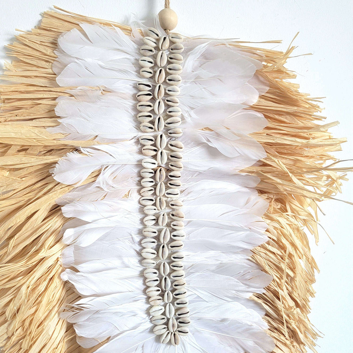 RAFFIA DECORATIONS, wall decoration, FEATHER LEAF SHAPE, JUJU HAT BOHO STYLE