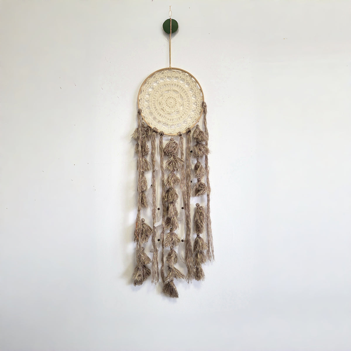 Handmade Boho Dreamcatcher | Bohemian Wall Decor with Crocheted Lace & Tassels for Spiritual Bedroom & Home Accent