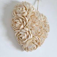 Seashell Heart Wall Art - Handcrafted Floral Boho Coastal Romantic Decor Handmade Floral Seashell Heart Wall Hanging | Boho Coastal Romantic Decor