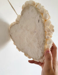 Seashell Heart Wall Art - Handcrafted Floral Boho Coastal Romantic Decor Handmade Floral Seashell Heart Wall Hanging | Boho Coastal Romantic Decor
