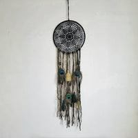 DREAMCATCHER-HOME DECORATION- Black colour with feather and with peacock feathers-D20CM, H38CM