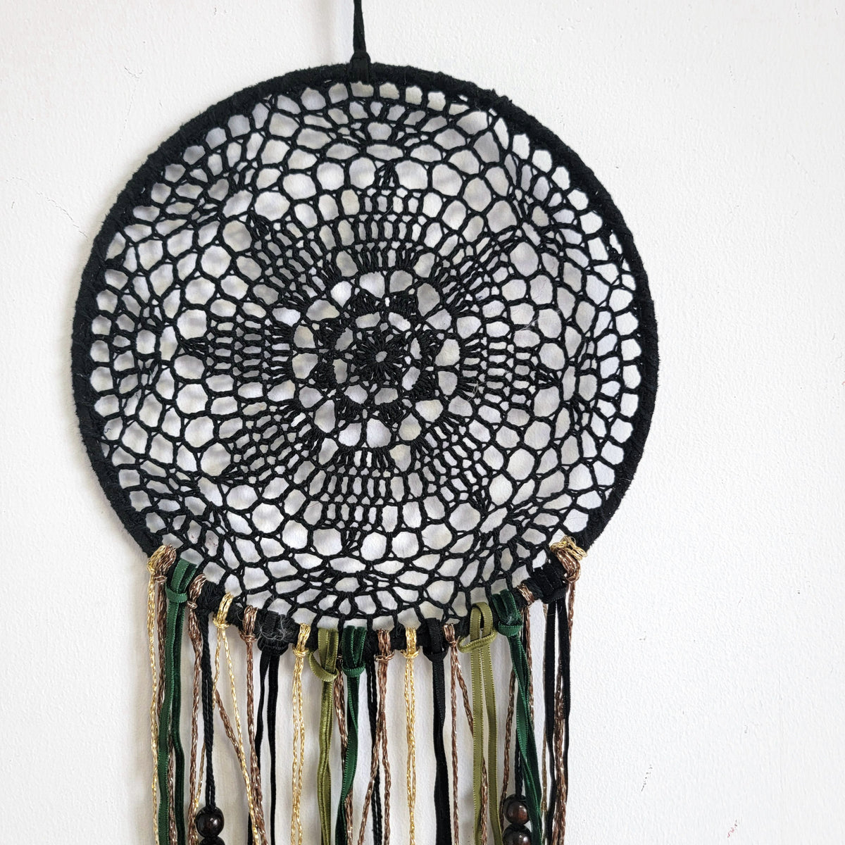 DREAMCATCHER-HOME DECORATION- Black colour with feather and with peacock feathers-D20CM, H38CM