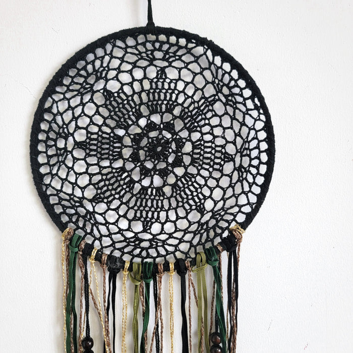 DREAMCATCHER-HOME DECORATION- Black colour with feather and with peacock feathers-D20CM, H38CM