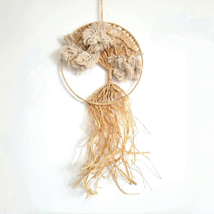 DREAMCATCHER-natural fiber- MACRAME LIFT TREE HANGER-RAFFIA DECORATIONS