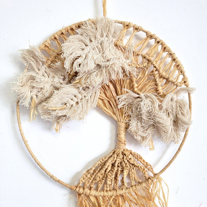 DREAMCATCHER-natural fiber- MACRAME LIFT TREE HANGER-RAFFIA DECORATIONS