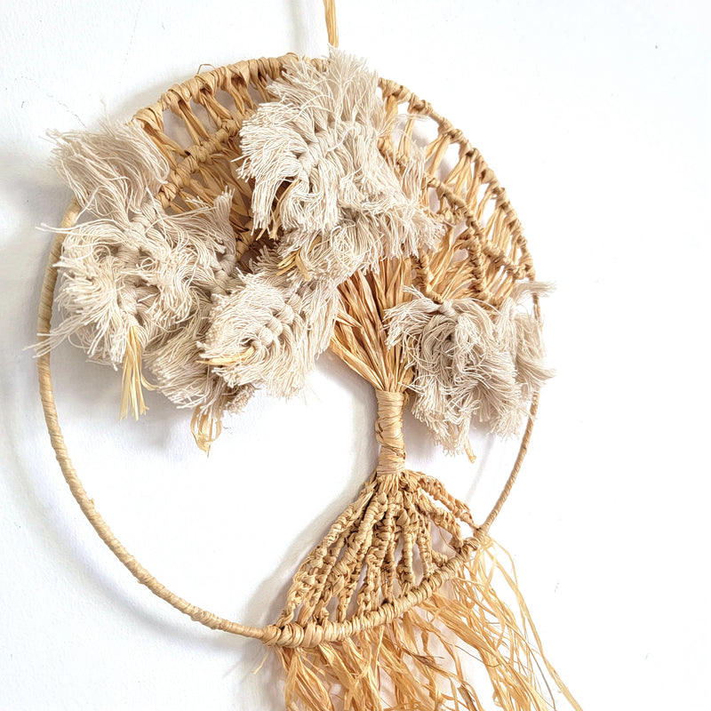 DREAMCATCHER-natural fiber- MACRAME LIFT TREE HANGER-RAFFIA DECORATIONS