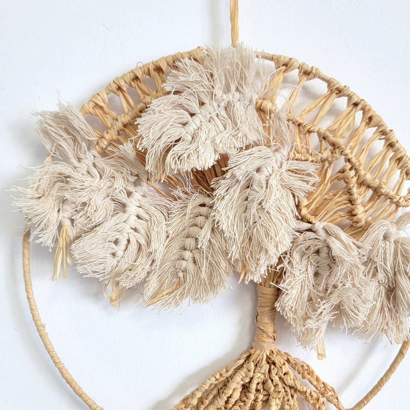 DREAMCATCHER-natural fiber- MACRAME LIFT TREE HANGER-RAFFIA DECORATIONS