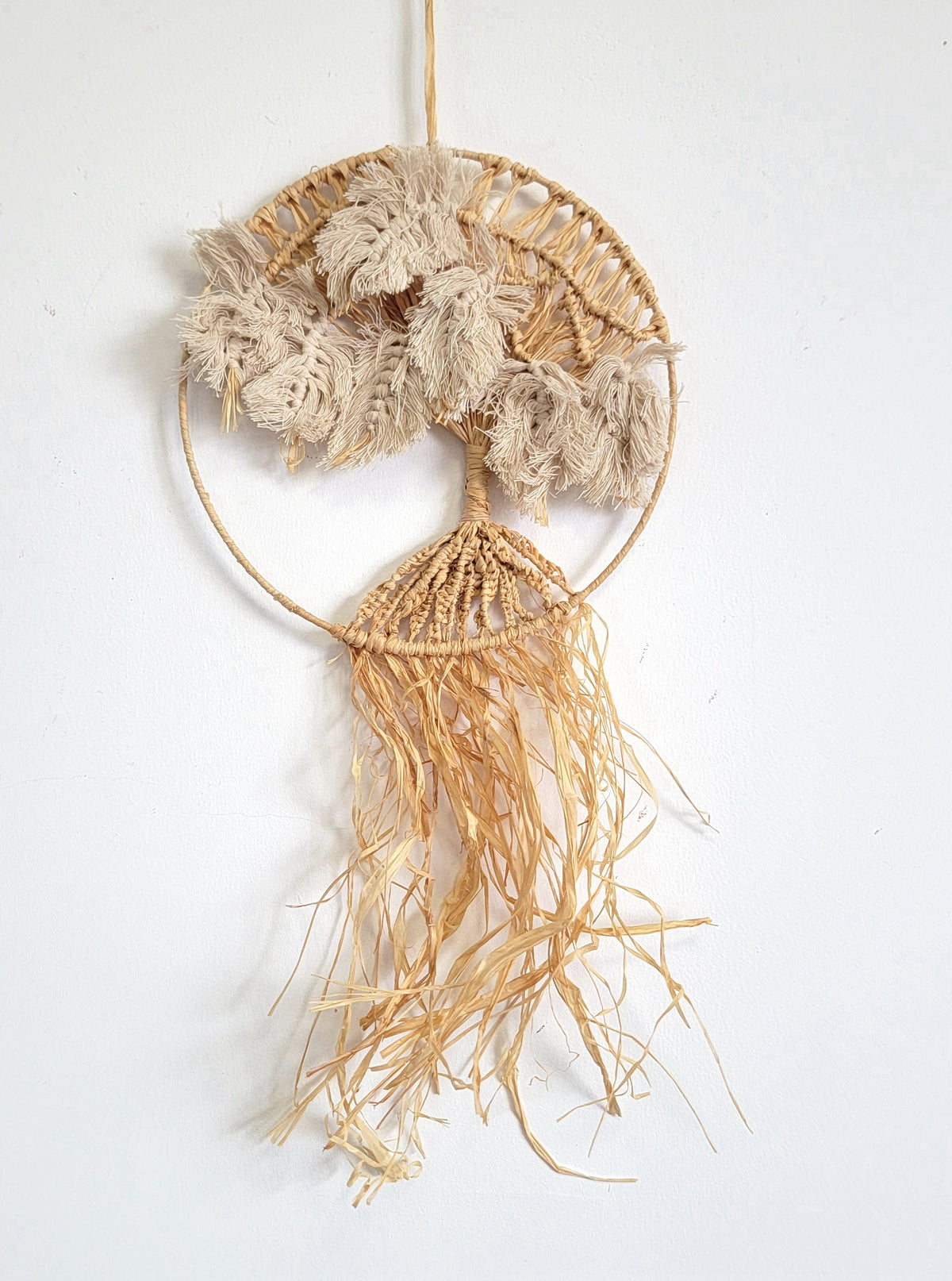 DREAMCATCHER-natural fiber- MACRAME LIFT TREE HANGER-RAFFIA DECORATIONS