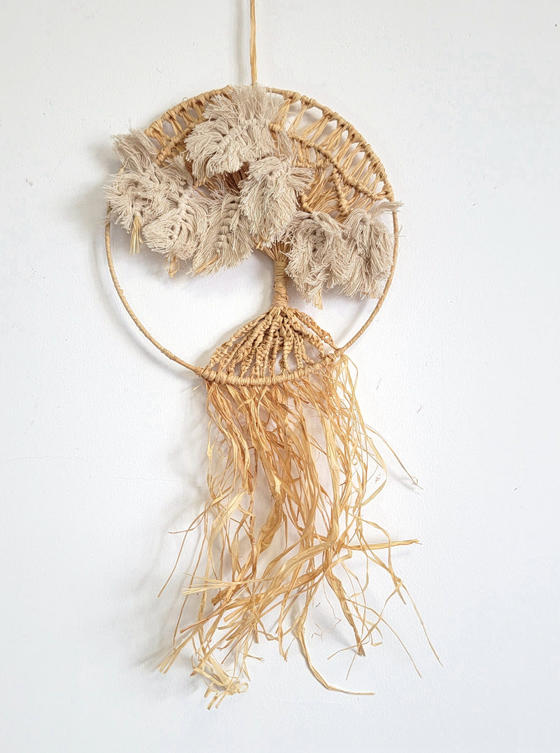 DREAMCATCHER-natural fiber- MACRAME LIFT TREE HANGER-RAFFIA DECORATIONS