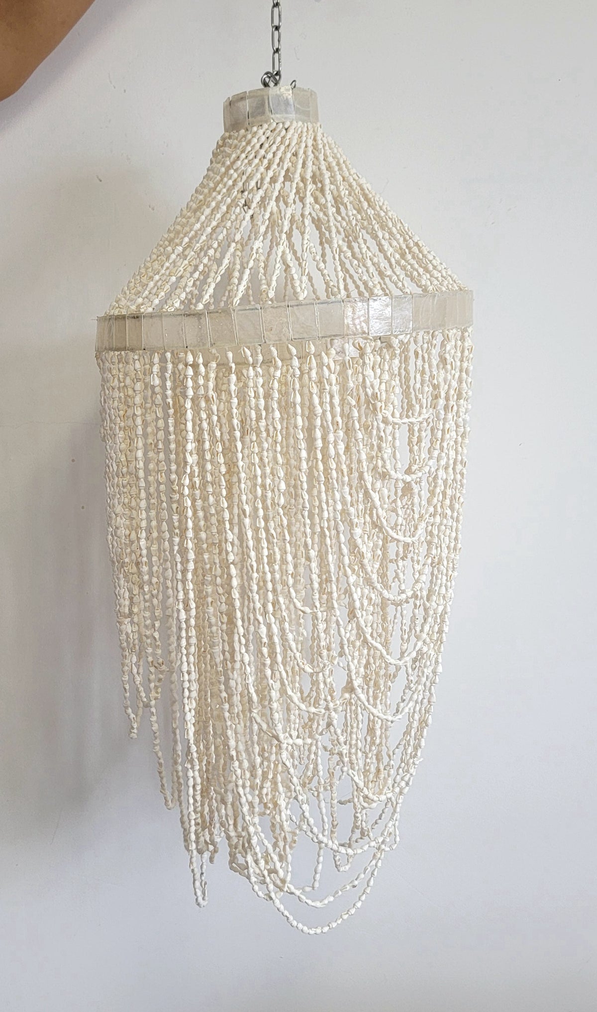Handcrafted Shell Beaded Chandelier – Coastal Bohemian Lighting