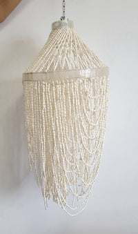 Handcrafted Shell Beaded Chandelier – Coastal Bohemian Lighting