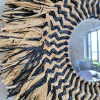 Hand - Woven Rattan Mirror: Elevate Your Space with Bohemian Charm Natural fiber mirror decor