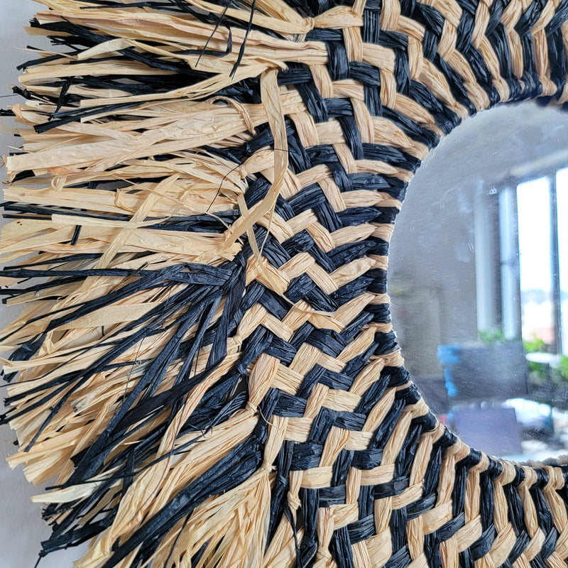 Hand - Woven Rattan Mirror: Elevate Your Space with Bohemian Charm Natural fiber mirror decor