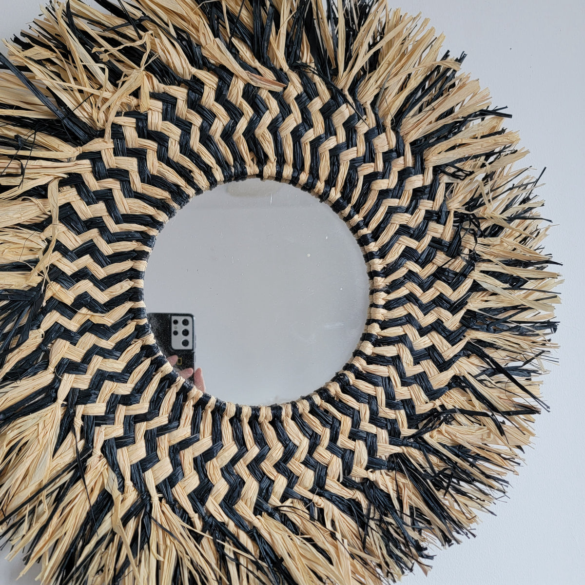 Hand - Woven Rattan Mirror: Elevate Your Space with Bohemian Charm Natural fiber mirror decor