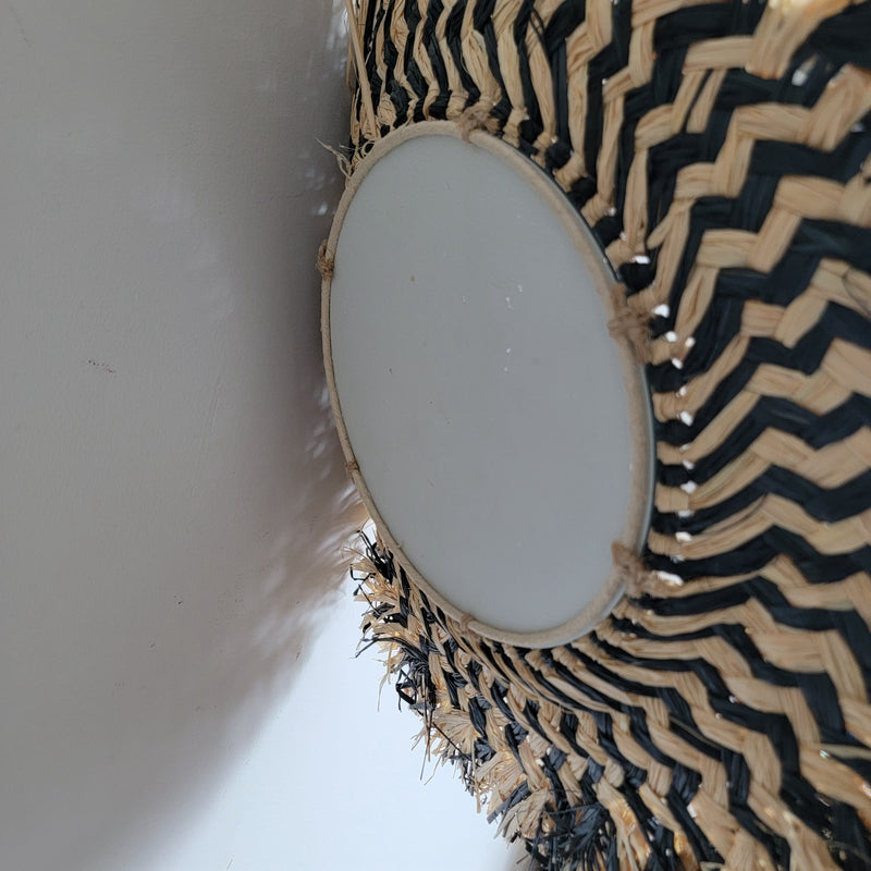 Hand - Woven Rattan Mirror: Elevate Your Space with Bohemian Charm Natural fiber mirror decor