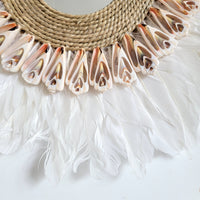 Feather Wall Mirror A Dreamy Bohemian Accent Handcrafted feather and shell  mirror