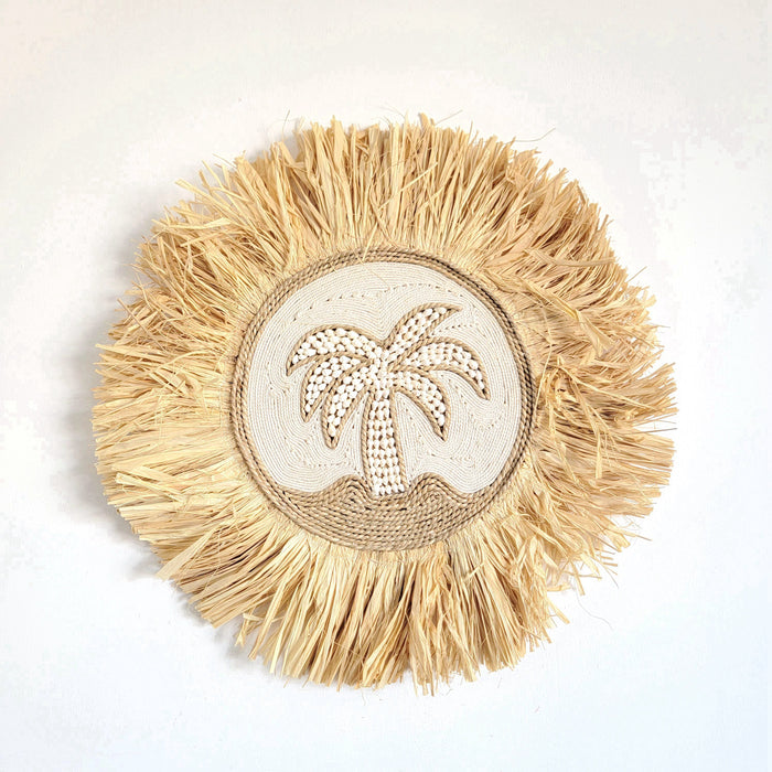free shipping SHELL DECORATION-RAFFIA Decorative -coconut palm SHAPE-natural fiber AND SHELLS D60CM