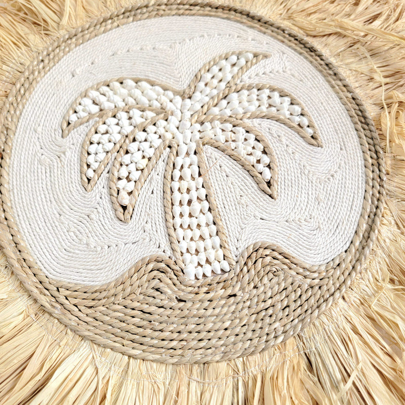 free shipping SHELL DECORATION-RAFFIA Decorative -coconut palm SHAPE-natural fiber AND SHELLS D60CM