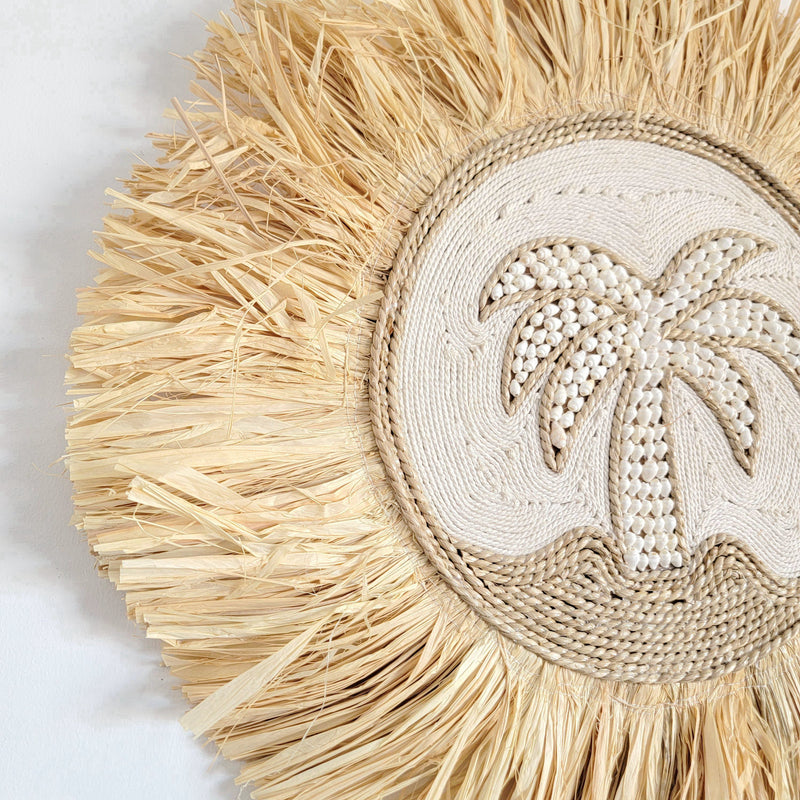 free shipping SHELL DECORATION-RAFFIA Decorative -coconut palm SHAPE-natural fiber AND SHELLS D60CM
