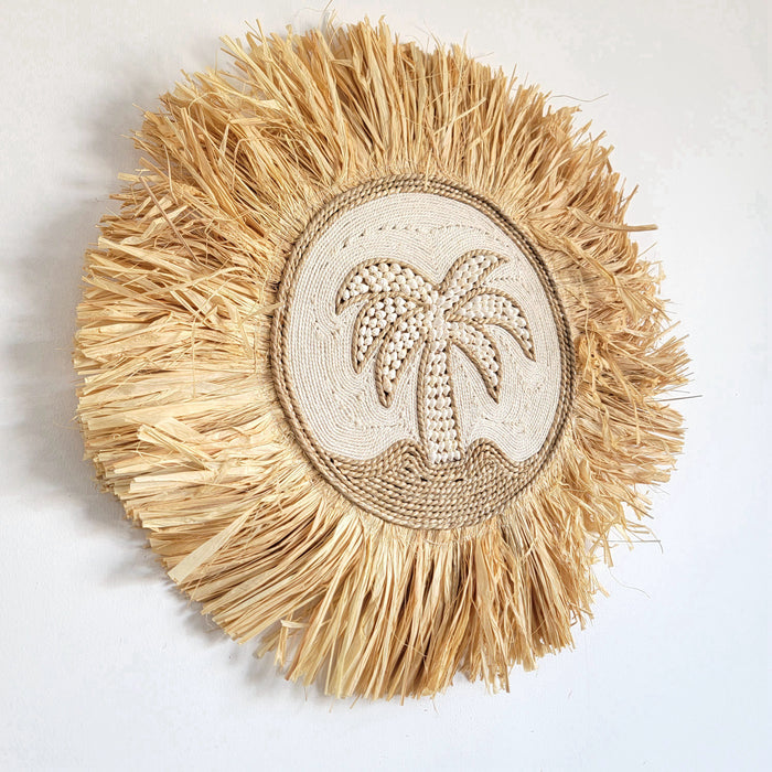 free shipping SHELL DECORATION-RAFFIA Decorative -coconut palm SHAPE-natural fiber AND SHELLS D60CM