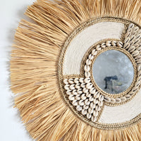 free shipping natural fiber MIRROR-WALL DECORATION-Decorative mirror-RAFFIA AND SHELLS