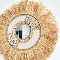 free shipping natural fiber MIRROR-WALL DECORATION-Decorative mirror-RAFFIA AND SHELLS