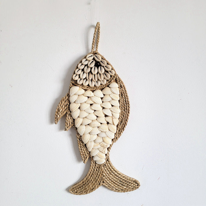 FREE SHIPPING SHELL DECORATIONS-SEA SHELLS-ROOM DECORATION-BOHO HANGING-fish SHAPE